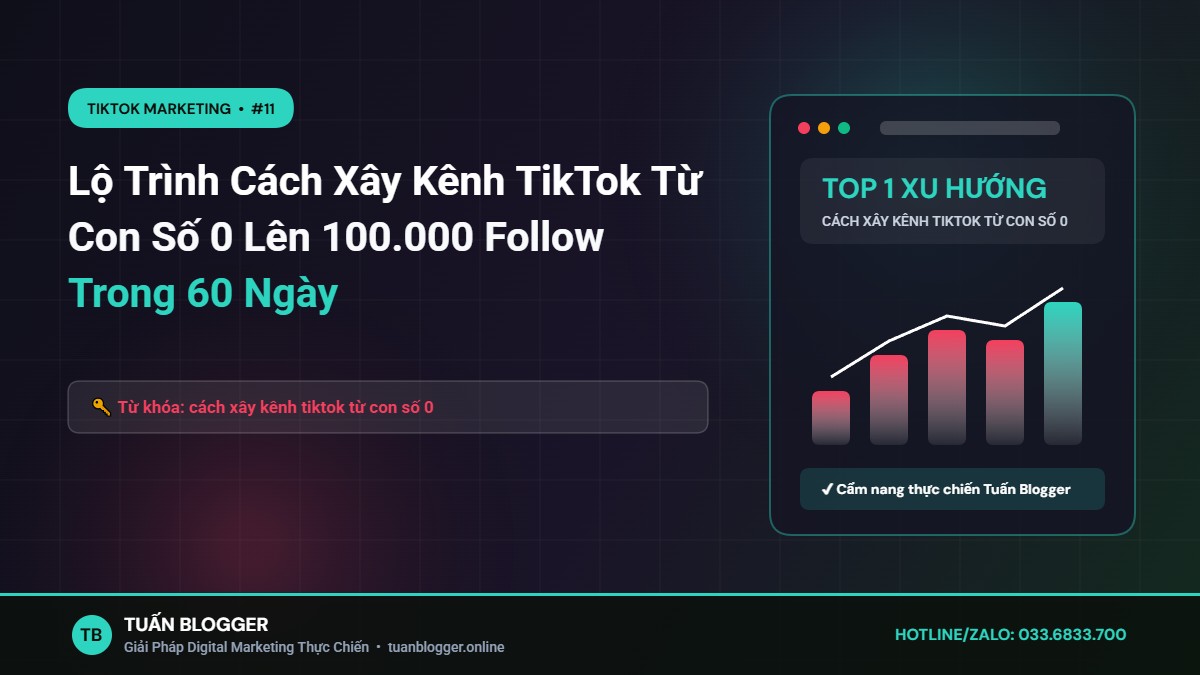 Lộ Trình Cách Xây Kênh TikTok Từ Con Số 0 Lên 100.000 Follow Trong 60 Ngày - Cách xây kênh tiktok từ con số 0